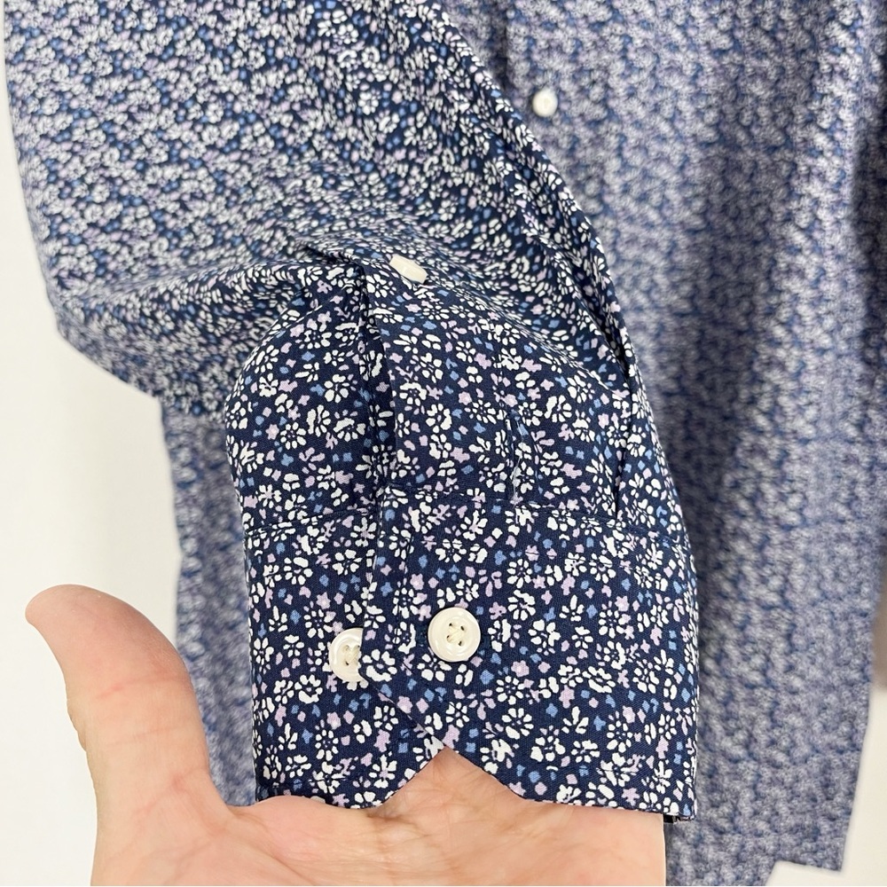 Ben Sherman Men’s Blue & White Long Sleeve Buttoned Shirt Size XL Floral Print - Picture 4 of 9